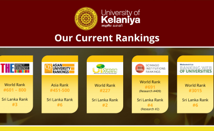 The University of Kelaniya has achieved a Sri Lanka Rank of 3 and a World Rank between 601-800 | Times Higher Education Impact Ranking